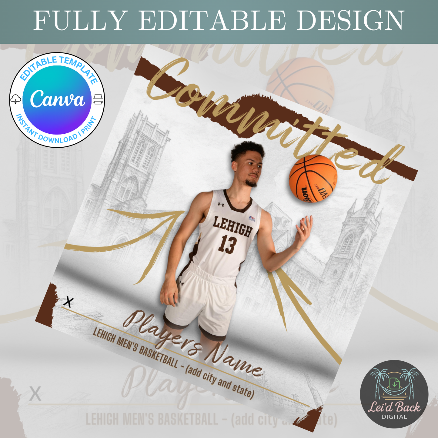 Various College Commitment Canva Template for High School Athletes | Editable Sports Graphic | Instant Digital Download