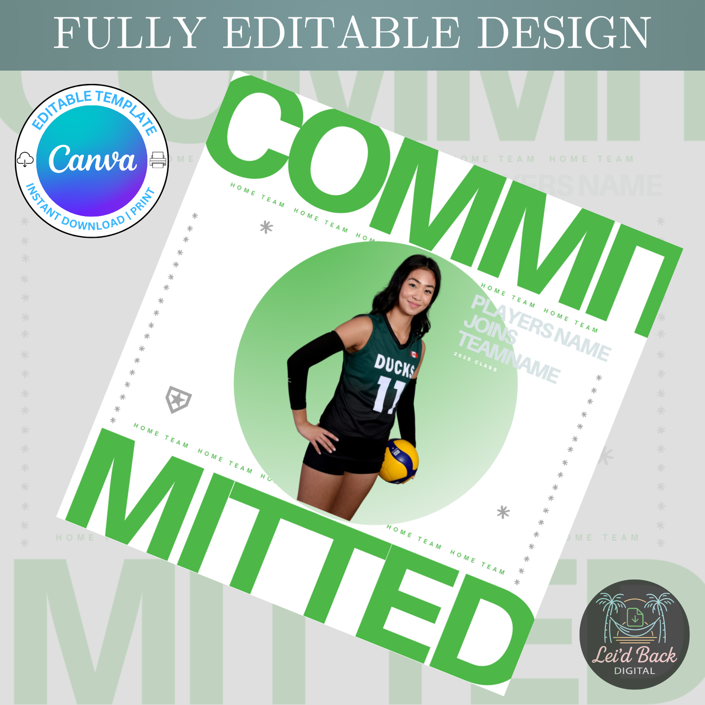 Various College Commitment Canva Template for High School Athletes | Editable Sports Graphic | Instant Digital Download