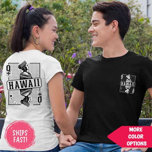 Hawaiian Tee Shirt of Queen Liliuokalani as Queen of Hearts: Aloha Spirit & Royal Legacy on a Unique Cotton Tee Playing Card T-Shirt