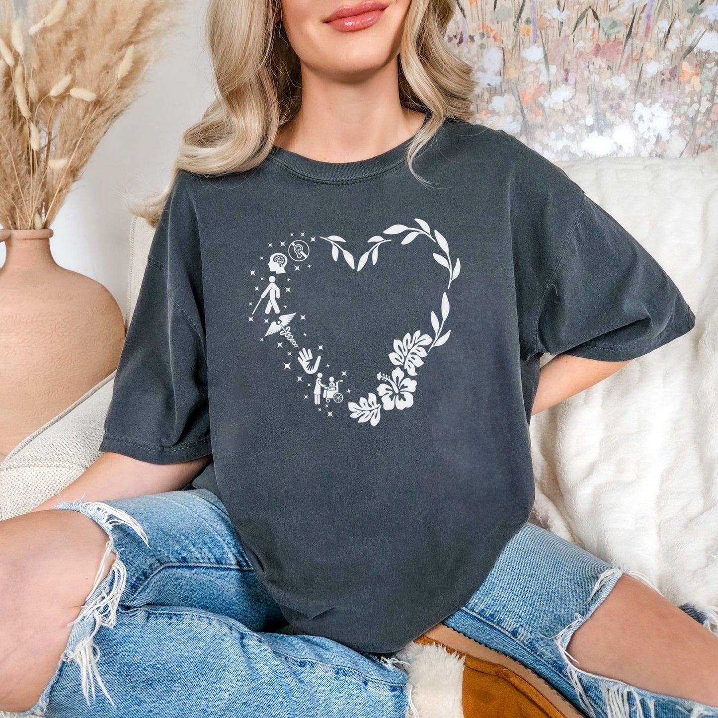 Disability Awareness T-Shirt | Inclusive Aloha Heart Tee | Medical Caregiver Shirt | Nurse, CNA, Therapist, Advocate Gift