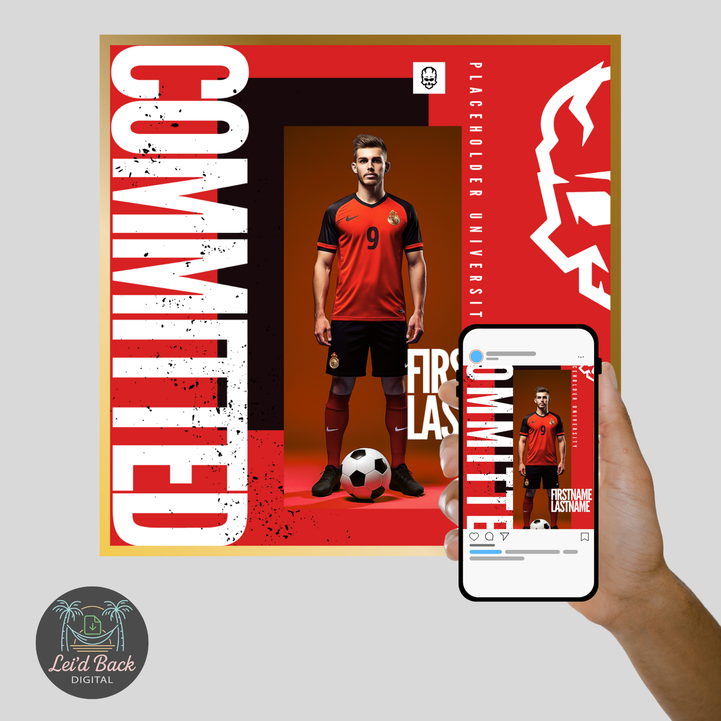 Various College Commitment Canva Template for High School Athletes | Editable Sports Graphic | Instant Digital Download