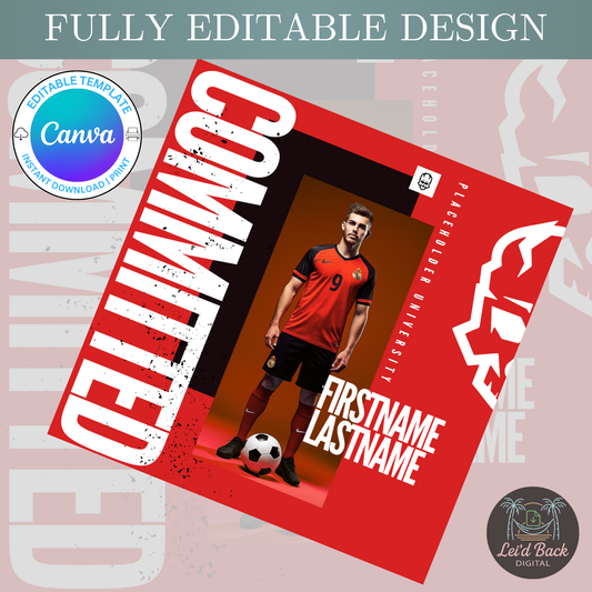 Various College Commitment Canva Template for High School Athletes | Editable Sports Graphic | Instant Digital Download