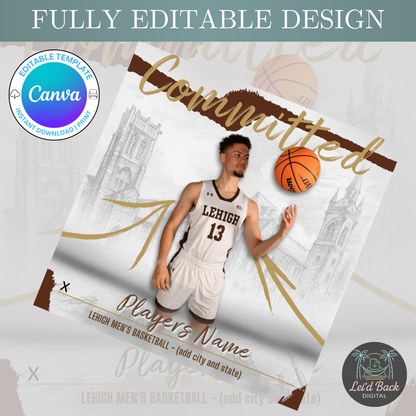 Various College Commitment Canva Template for High School Athletes | Editable Sports Graphic | Instant Digital Download
