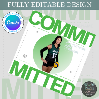 Various College Commitment Canva Template for High School Athletes | Editable Sports Graphic | Instant Digital Download
