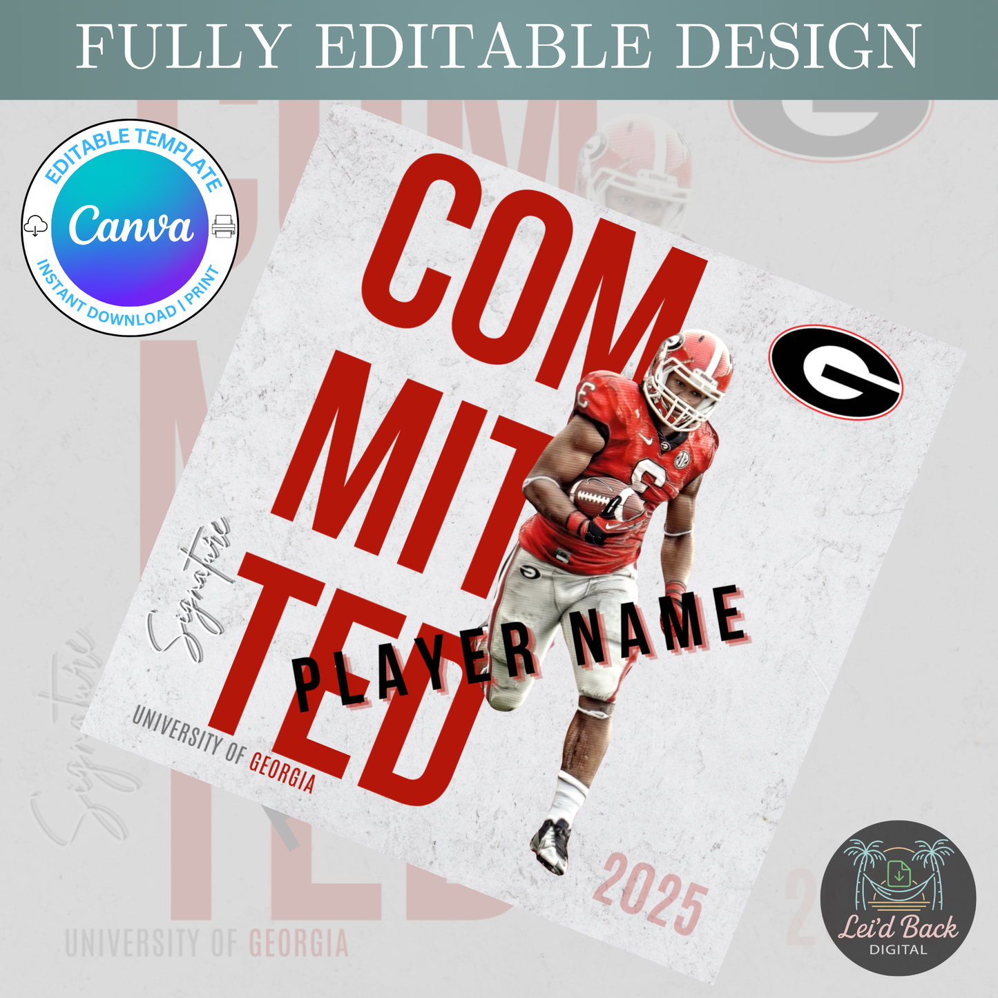 Various College Commitment Canva Template for High School Athletes | Editable Sports Graphic | Instant Digital Download