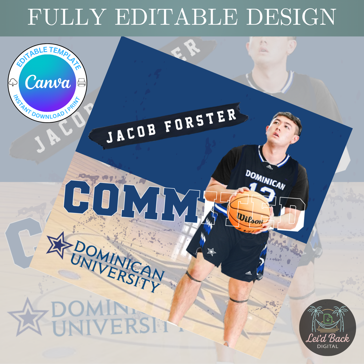 Various College Commitment Canva Template for High School Athletes | Editable Sports Graphic | Instant Digital Download