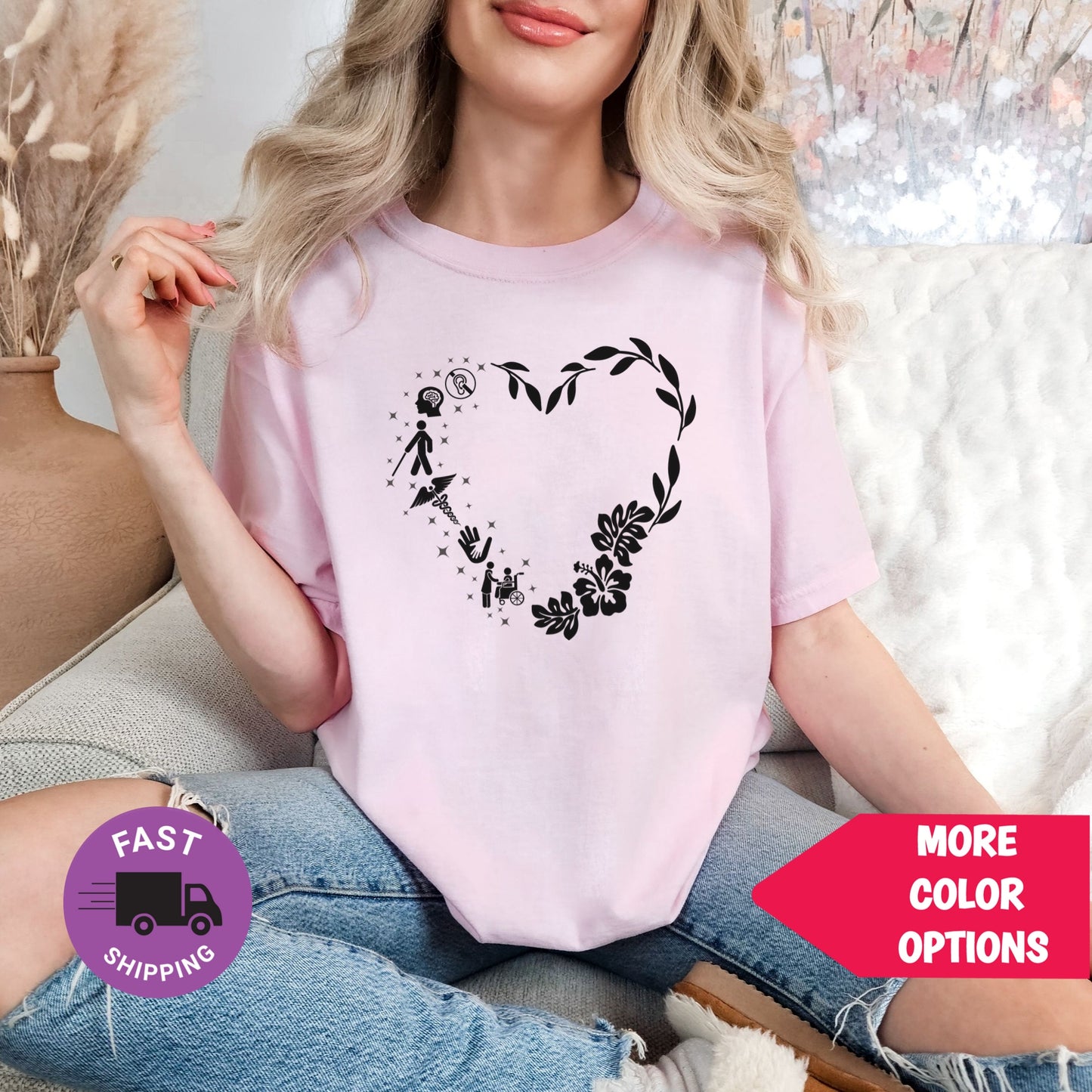 Disability Awareness T-Shirt | Inclusive Aloha Heart Tee | Medical Caregiver Shirt | Nurse, CNA, Therapist, Advocate Gift