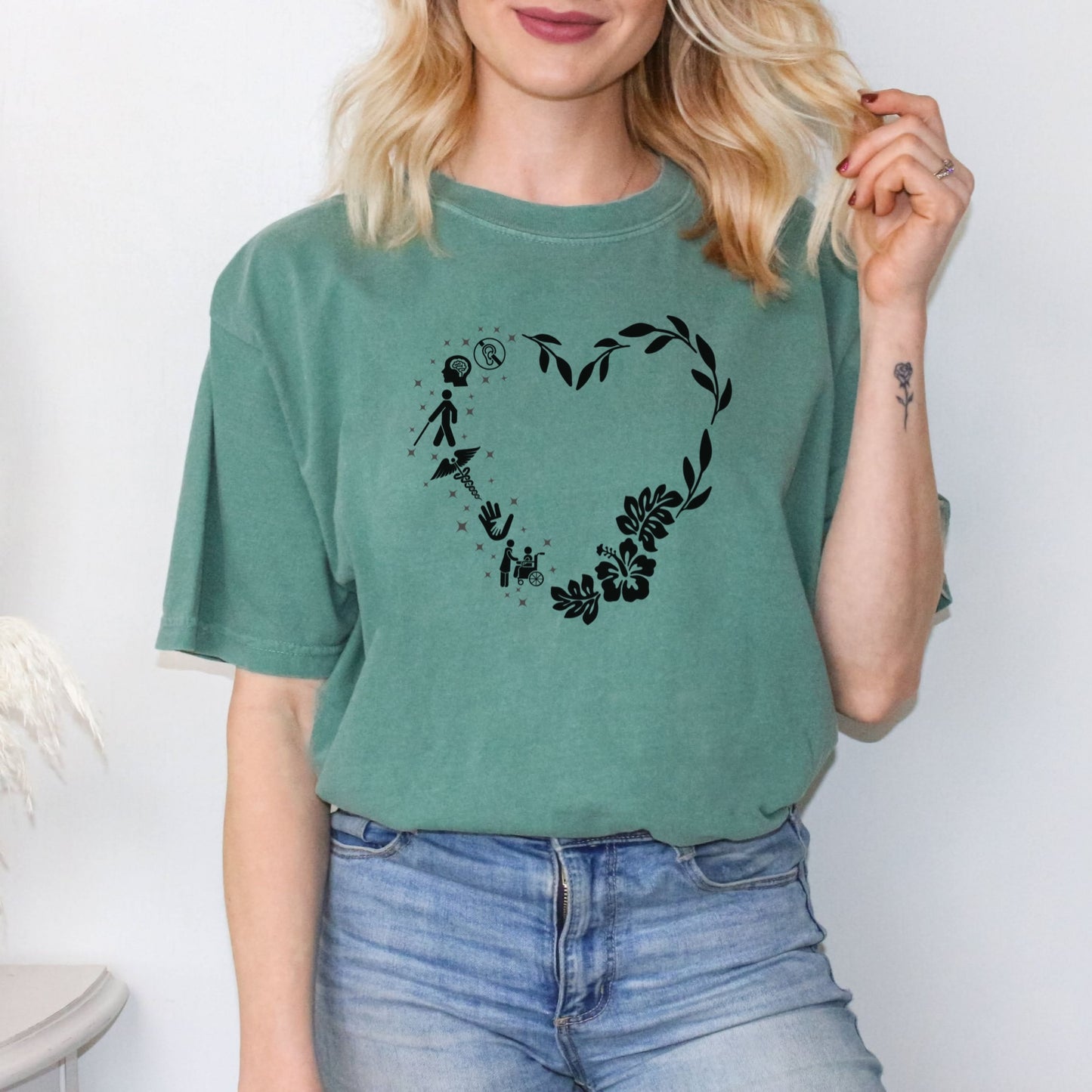Disability Awareness T-Shirt | Inclusive Aloha Heart Tee | Medical Caregiver Shirt | Nurse, CNA, Therapist, Advocate Gift
