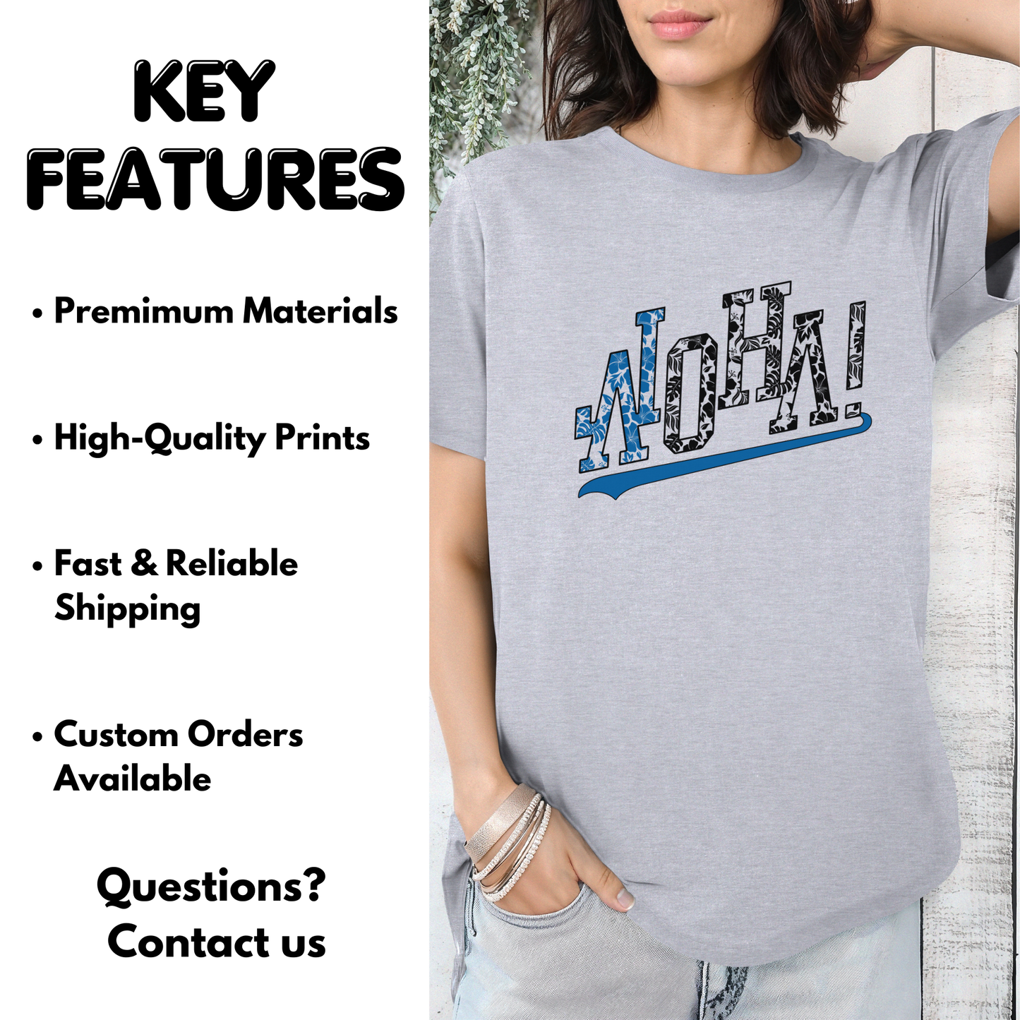 Aloha T-shirt | Hawaiian Floral Sports Tropical T-shirt | Perfect Baseball Mom Gift | Hawaiian Graphic Tee