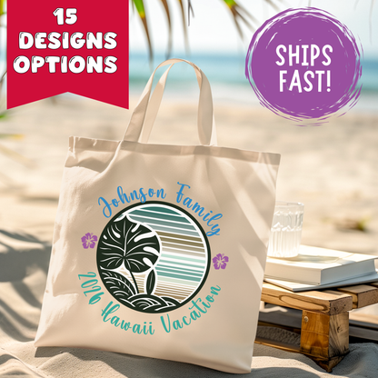 Custom Family Vacation Tote Bag - Personalized Travel Keepsake, Beach Trip Canvas Bag, Family Reunion Gift