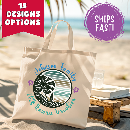 Custom Family Vacation Tote Bag - Personalized Travel Keepsake, Beach Trip Canvas Bag, Family Reunion Gift