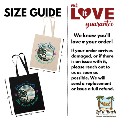 Custom Family Vacation Tote Bag - Personalized Travel Keepsake, Beach Trip Canvas Bag, Family Reunion Gift