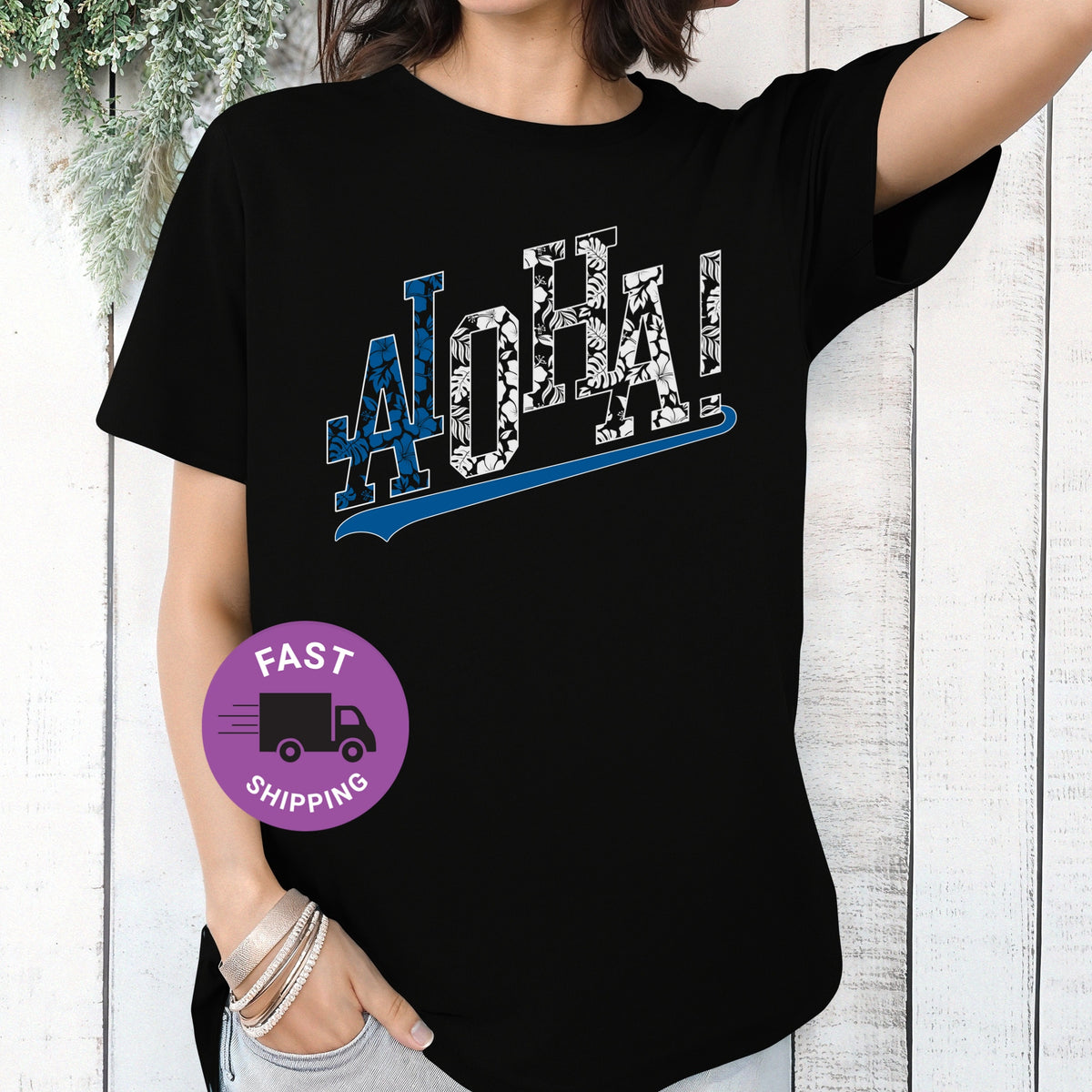 Aloha T-shirt | Hawaiian Floral Sports Tropical T-shirt | Perfect Baseball Mom Gift | Hawaiian Graphic Tee