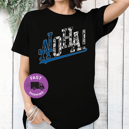 Aloha T-shirt | Hawaiian Floral Sports Tropical T-shirt | Perfect Baseball Mom Gift | Hawaiian Graphic Tee