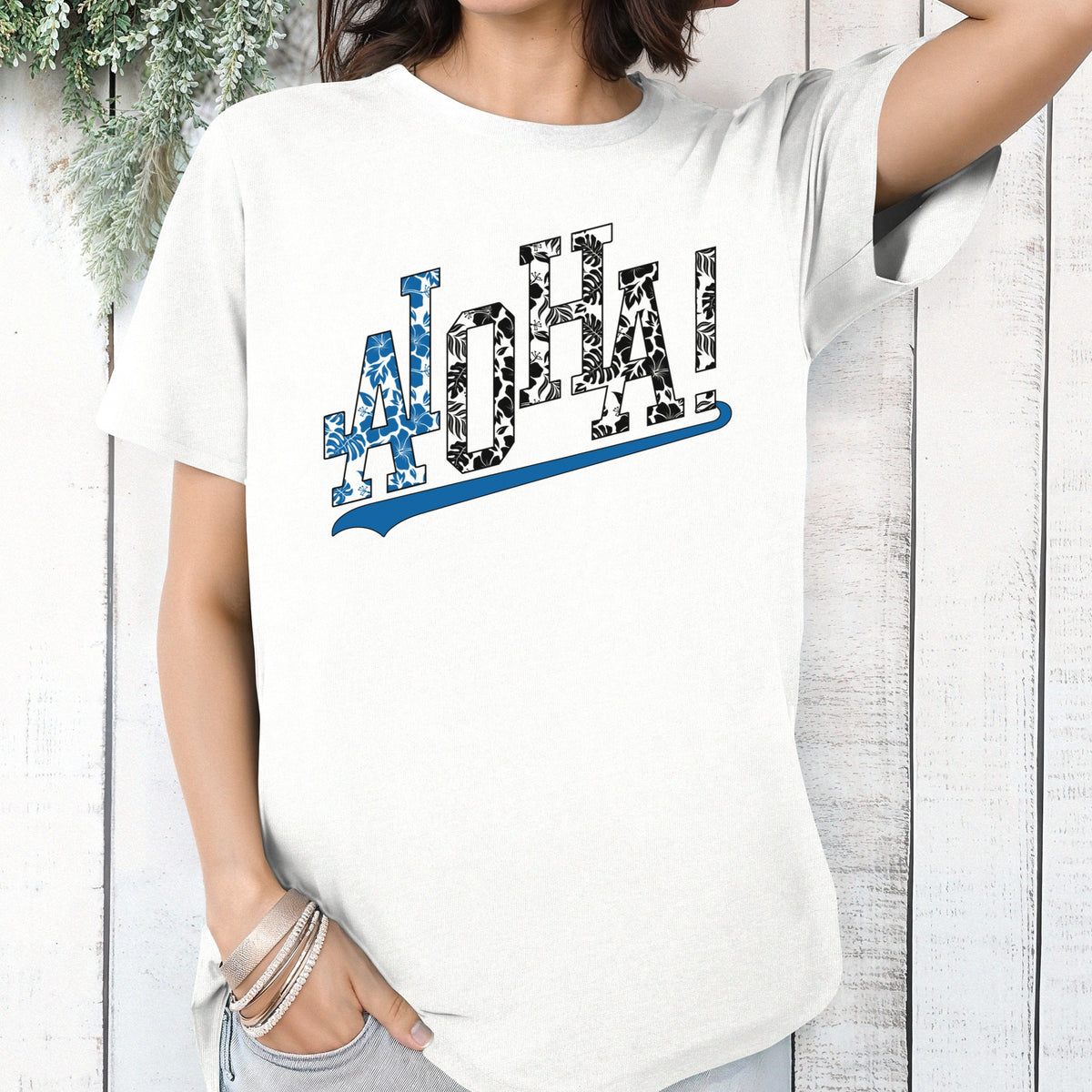 Aloha T-shirt | Hawaiian Floral Sports Tropical T-shirt | Perfect Baseball Mom Gift | Hawaiian Graphic Tee