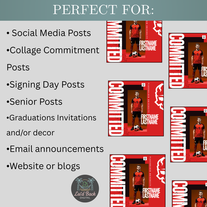 Various College Commitment Canva Template for High School Athletes | Editable Sports Graphic | Instant Digital Download
