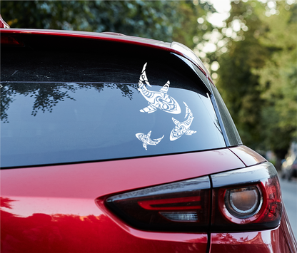 3 Tribal Great White Sharks Decal