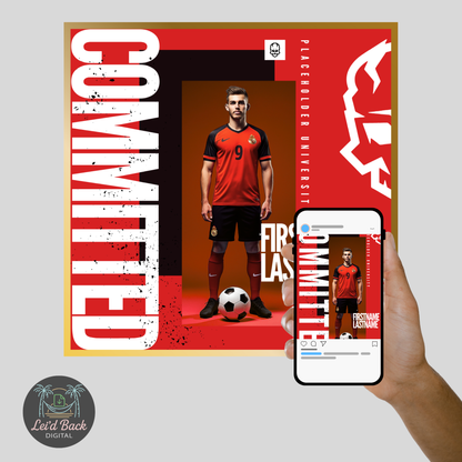 Various College Commitment Canva Template for High School Athletes | Editable Sports Graphic | Instant Digital Download