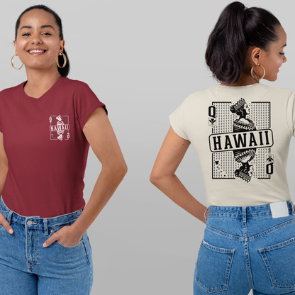 Hawaiian Tee Shirt of Queen Liliuokalani as Queen of Hearts: Aloha Spirit & Royal Legacy on a Unique Cotton Tee Playing Card T-Shirt