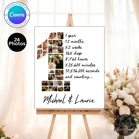 1st-50th Anniversary Photo Collage Template • Canva Editable Digital Download • Married Gift •  Printable Keepsake Art