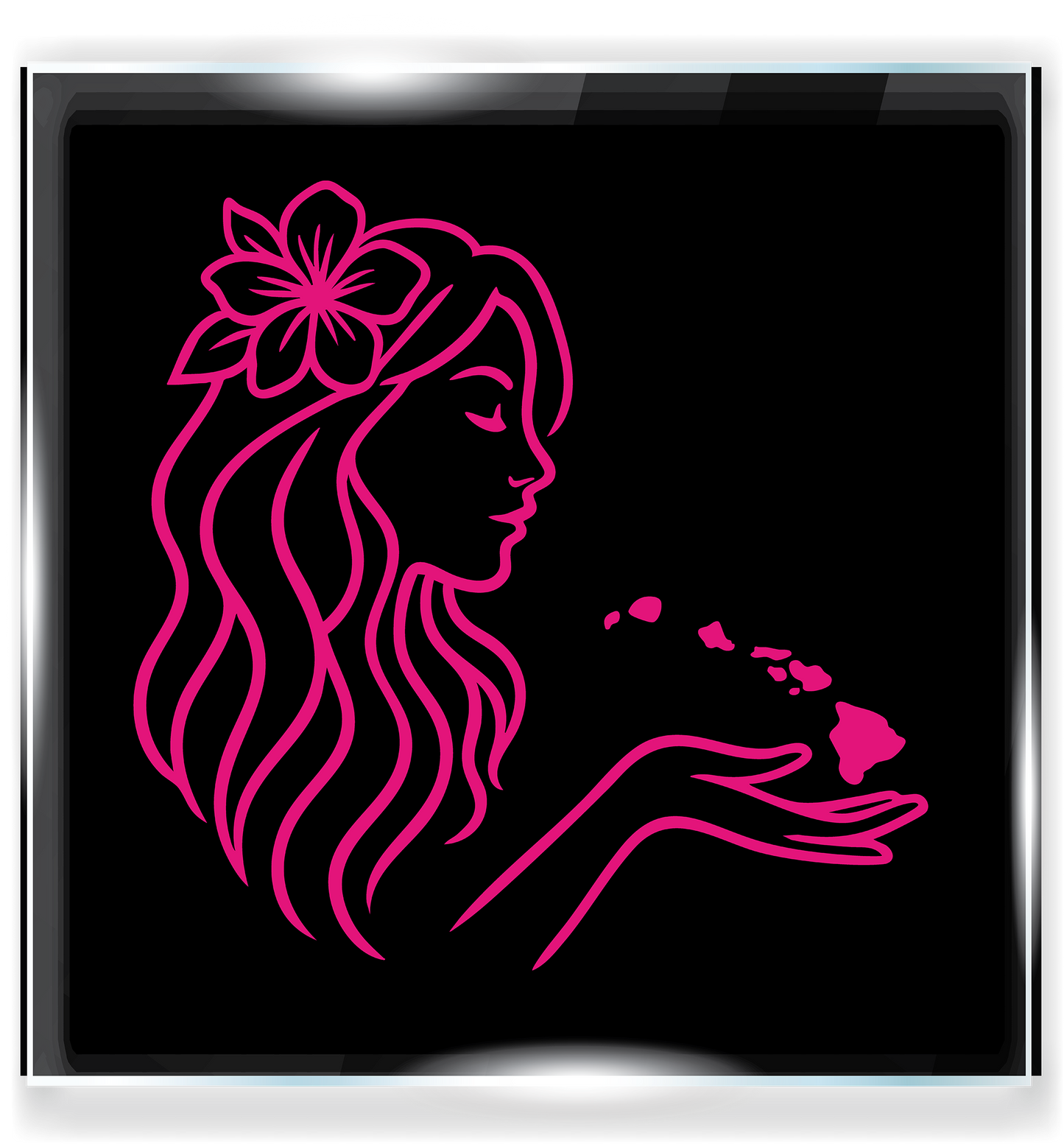 Hawaiian Girl Car Decal | Island Wahine Blowing Aloha Vinyl Sticker | Hawaii Car Window Sticker | Tropical Beach Vibes Auto Accessory