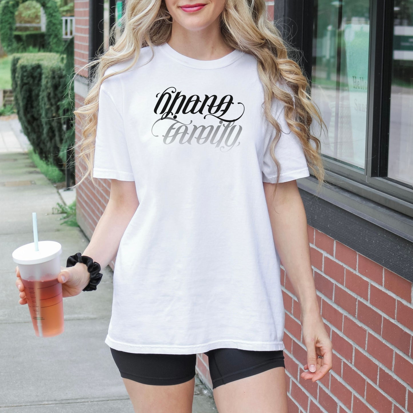 Ohana Family Ambigram T-Shirt | Hawaiian Calligraphy Shirt, Reversible Design Tee, Family Matching Aloha Shirt, Fast Shipping, Gift Idea