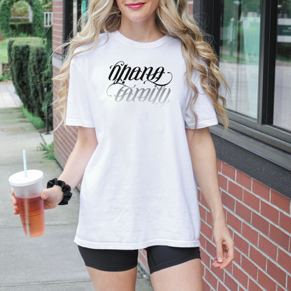 Ohana Family Ambigram T-Shirt | Hawaiian Calligraphy Shirt, Reversible Design Tee, Family Matching Aloha Shirt, Fast Shipping, Gift Idea