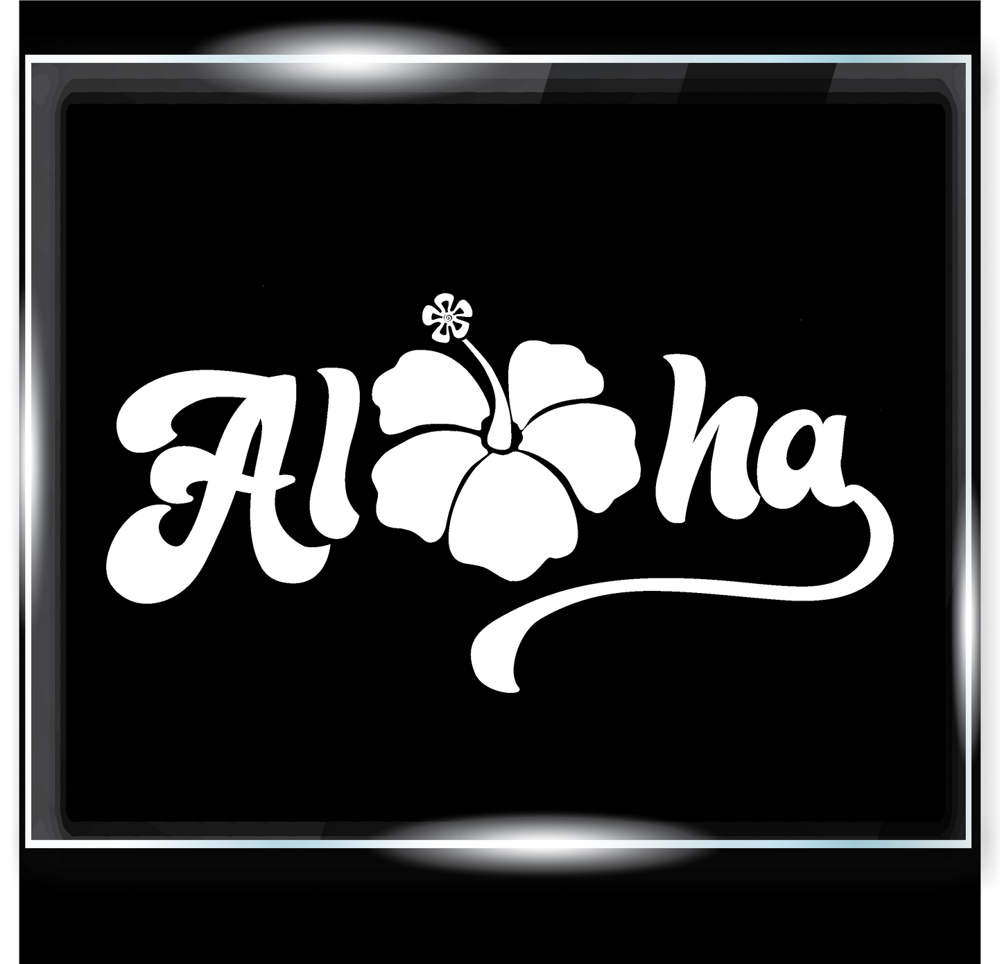 Aloha with Hibiscus Flower Decal