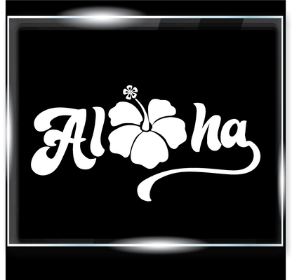 Aloha with Hibiscus Flower Decal