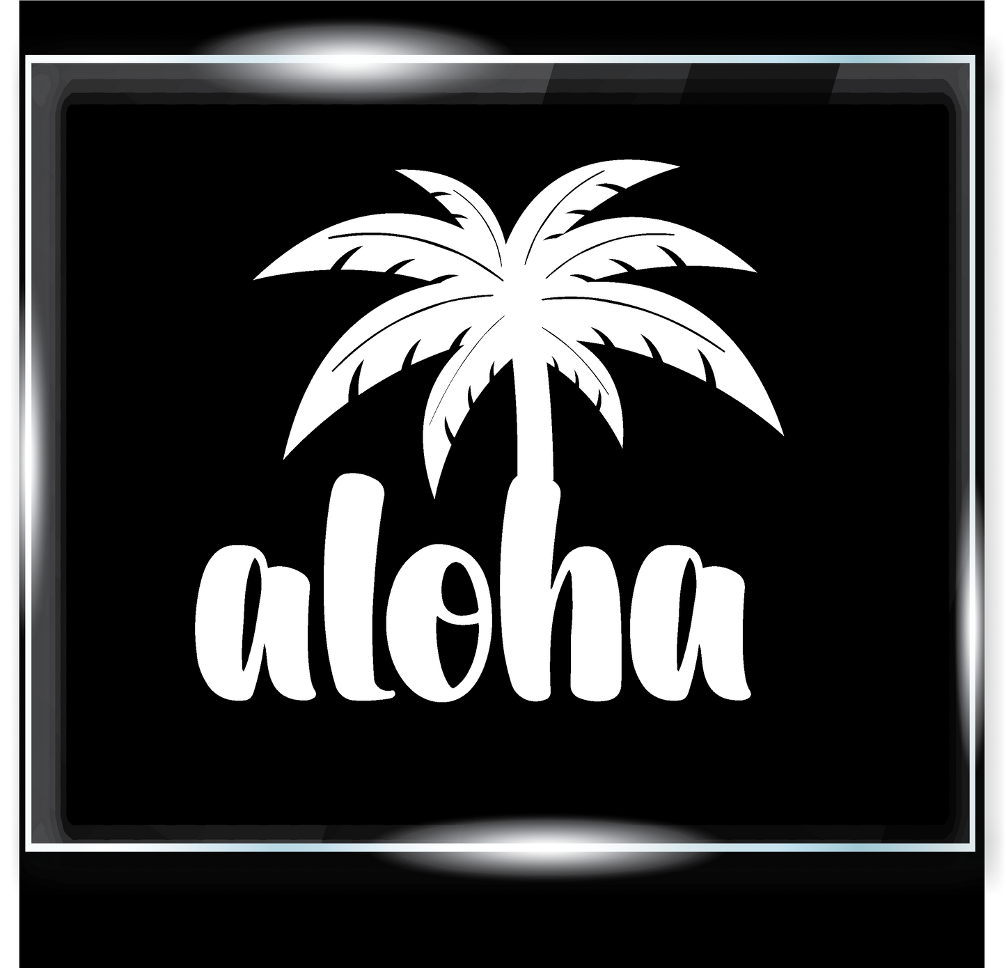 Aloha with a Palm Tree growing out of the H Decal