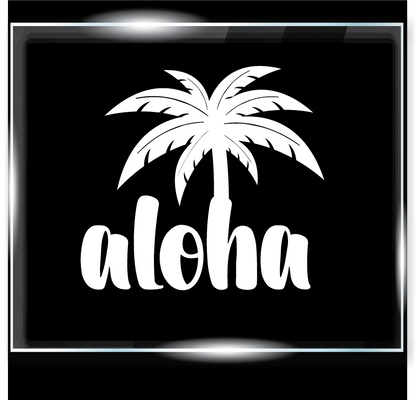 Aloha with a Palm Tree growing out of the H Decal