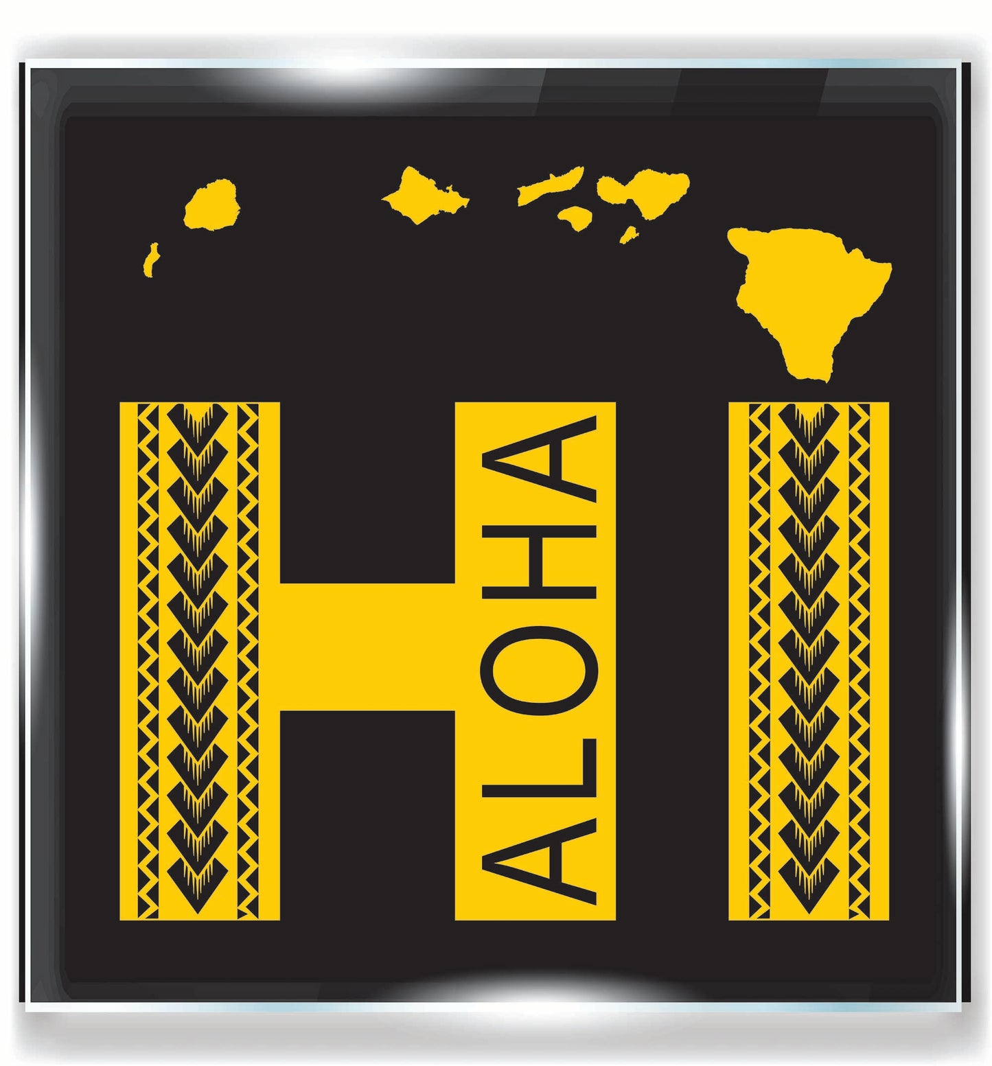 Hawaii Aloha Tribal Car Decal – Polynesian HI Sticker with Island Chain – Hawaiian Vinyl Window Decal – Fast and Free Shipping