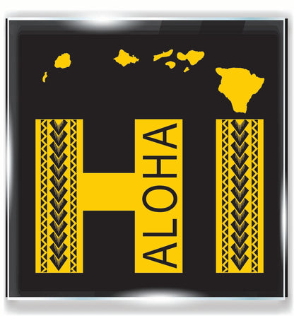 Hawaii Aloha Tribal Car Decal – Polynesian HI Sticker with Island Chain – Hawaiian Vinyl Window Decal – Fast and Free Shipping