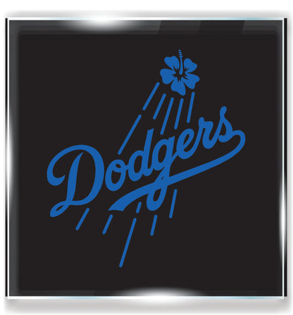 Dodgers Hibiscus Decal, Hawaiian Dodgers Sticker, LA Baseball Car Window Decal, Tropical Team Vinyl, Aloha Dodgers Fan Gift 🌺⚾