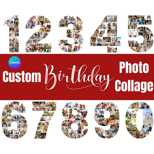 Custom Personalized Photo Collage Template, Editable Collage Template, Birthday Collage, Custom Gift for Birthday, Anniversary's etc. Photo Collage, Canva