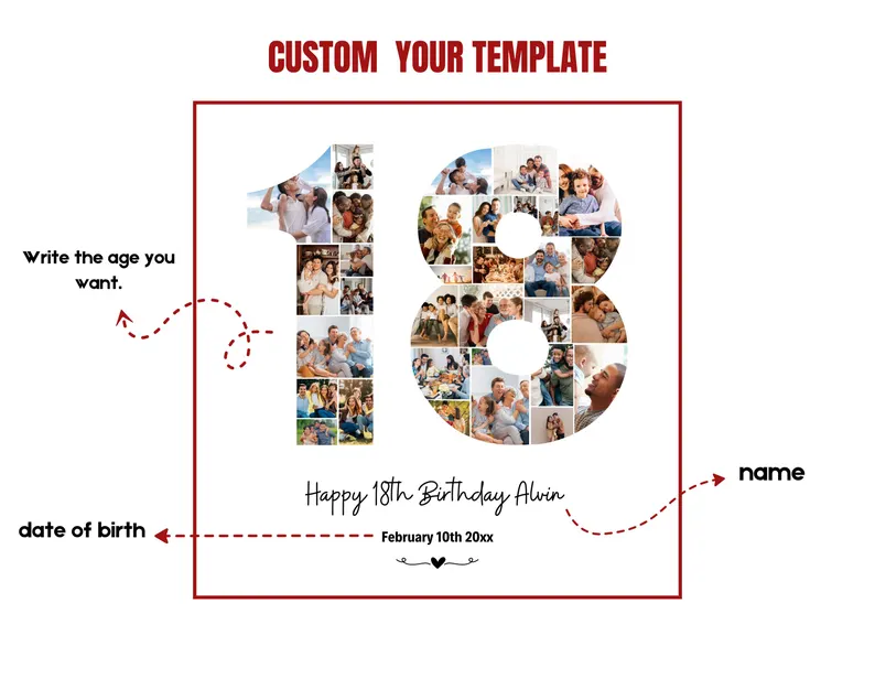 Custom Personalized Photo Collage Template, Editable Collage Template, Birthday Collage, Custom Gift for Birthday, Anniversary's etc. Photo Collage, Canva