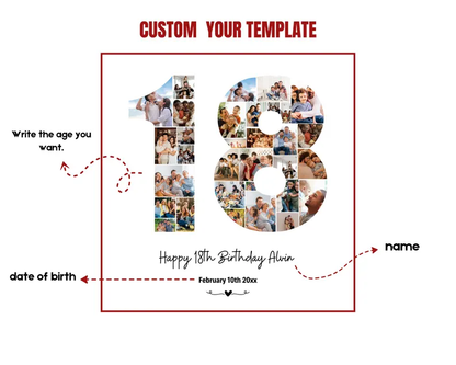 Custom Personalized Photo Collage Template, Editable Collage Template, Birthday Collage, Custom Gift for Birthday, Anniversary's etc. Photo Collage, Canva