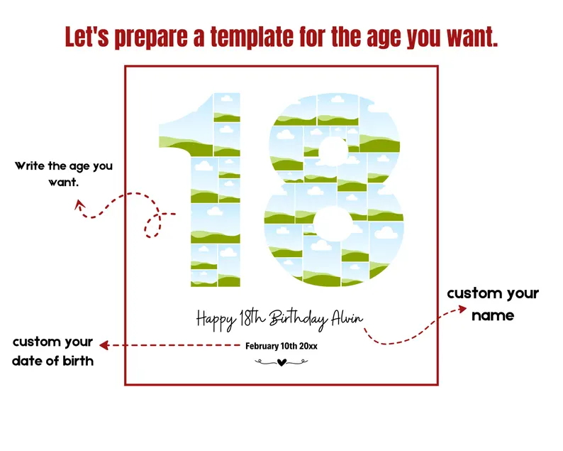 Custom Personalized Photo Collage Template, Editable Collage Template, Birthday Collage, Custom Gift for Birthday, Anniversary's etc. Photo Collage, Canva