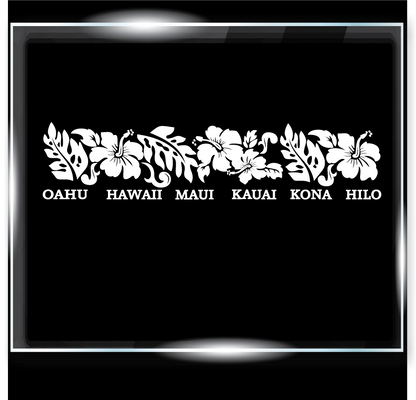 Hawaiian Flowers with Island Names Decal