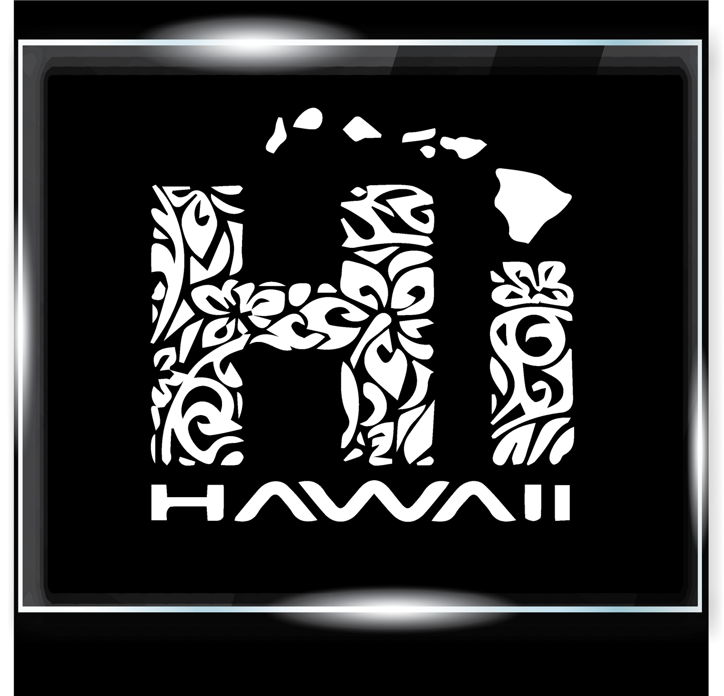 Hawaiian Decal with a Flower Pattern HI, Hawaiian Islands and Hawaii