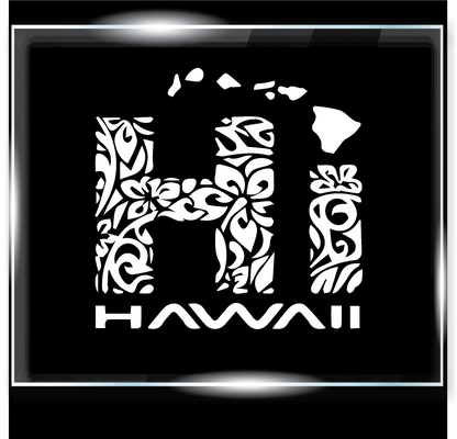 Hawaiian Decal with a Flower Pattern HI, Hawaiian Islands and Hawaii