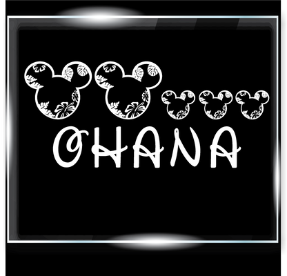 Family of Mice with Flowers and Ohana Decal