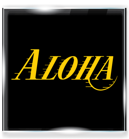 Aloha Decal, Purple Gold Aloha Sticker, Island Basketball Style Decal, Retro Sports Vinyl Sticker, Hawaii Car Decal