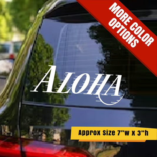 Aloha Decal, Purple Gold Aloha Sticker, Island Basketball Style Decal, Retro Sports Vinyl Sticker, Hawaii Car Decal