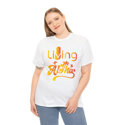 Living Aloha Cotton Tee with Flip Flop