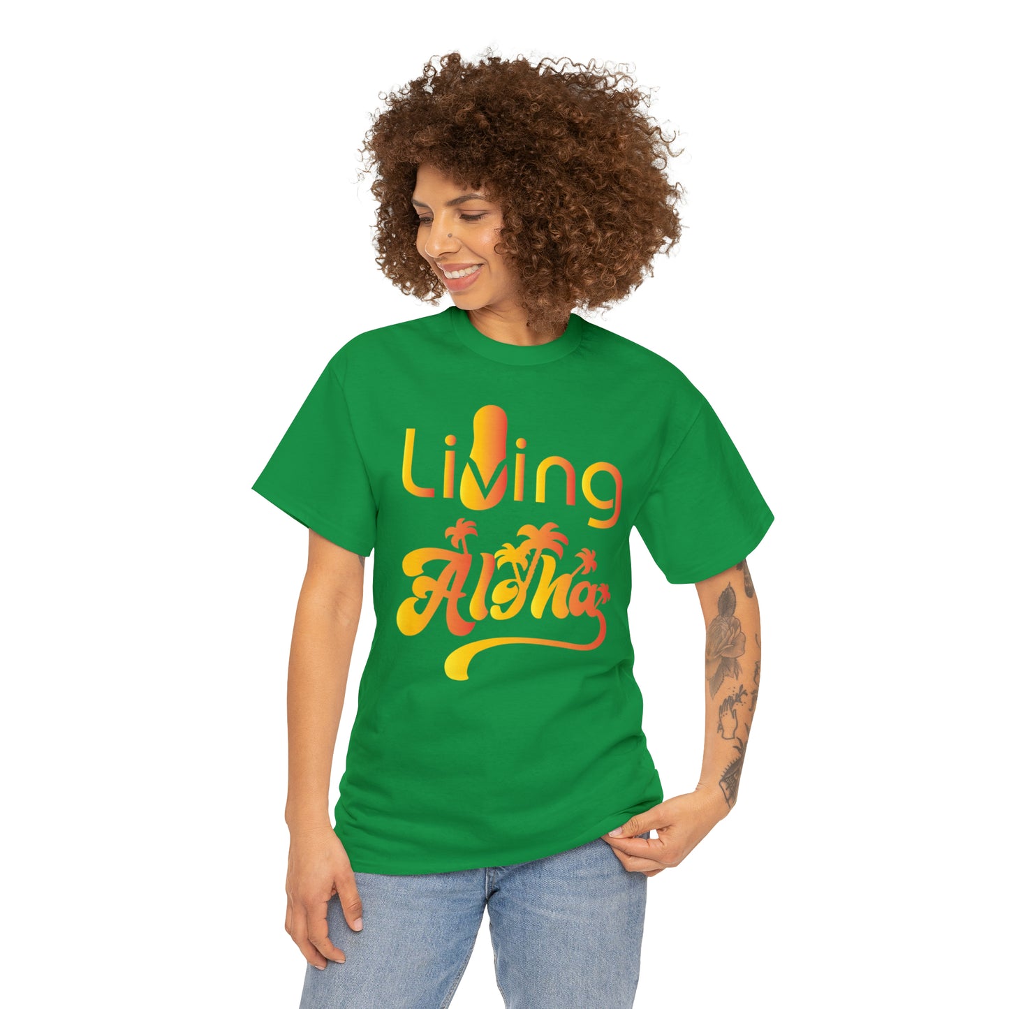 Living Aloha Cotton Tee with Flip Flop