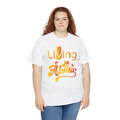 Living Aloha Cotton Tee with Flip Flop