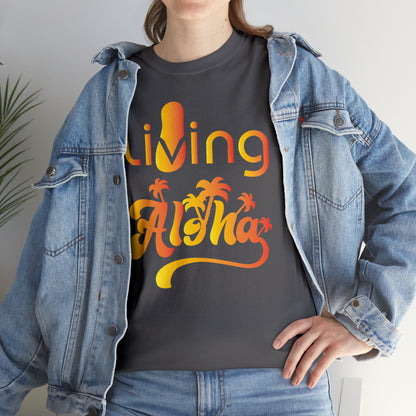 Living Aloha Cotton Tee with Flip Flop