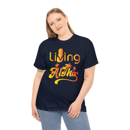 Living Aloha Cotton Tee with Flip Flop