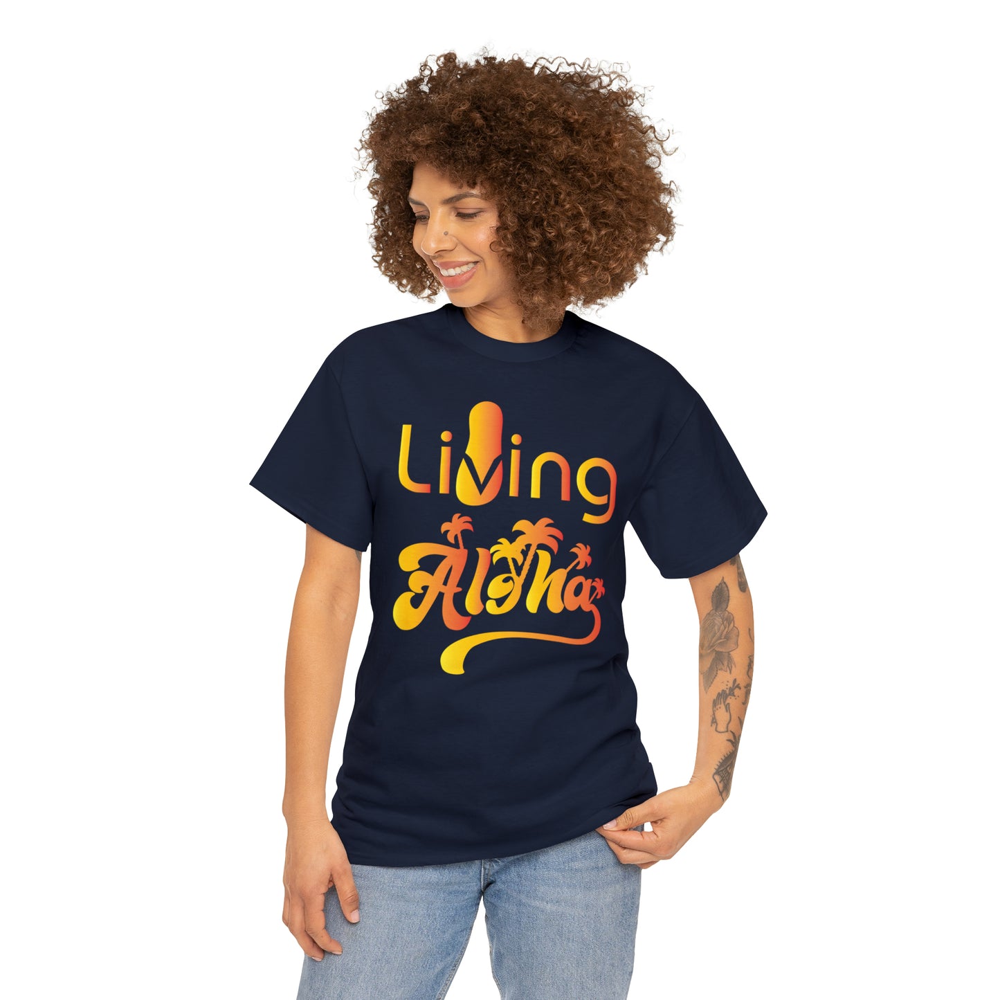 Living Aloha Cotton Tee with Flip Flop